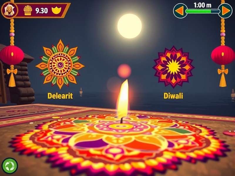 Rangoli Ranger game screenshot showing Diwali celebration
